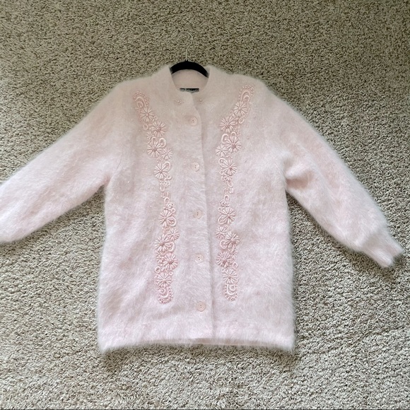 Vintage Angora Hair Knit Oversized Eyelash Jacket - Picture 14 of 16